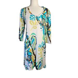 Fresh Produce Size Small Lemon Rio Boca Short Sleeve Cotton Midi Casual Dress